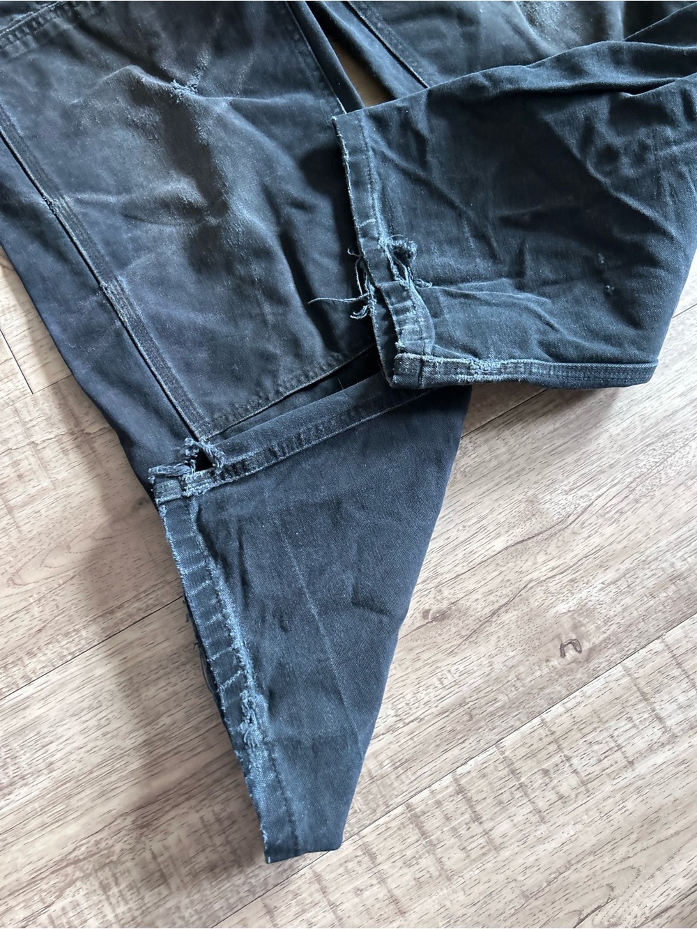 Carhartt black duck Canvas Work Overalls worn workwear - Picture 6 of 10